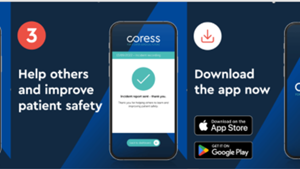 Images from CORESS app screenshots